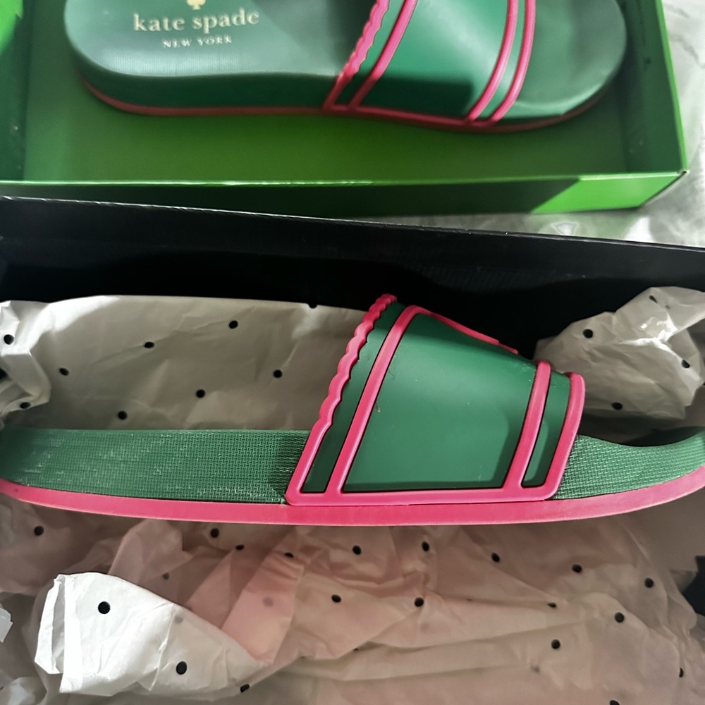 Kate Spade Green and Pink Slides